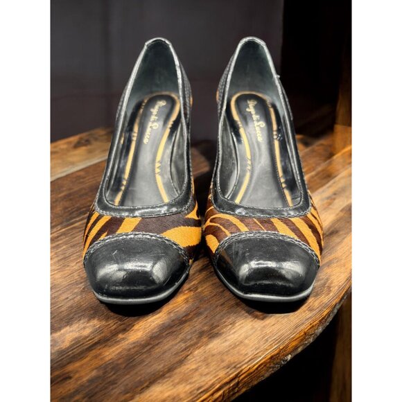 Vintage Diego di Lucca Women's Size 6.5 Calf Hair Tiger Print Square Toe Pumps - Picture 5 of 11